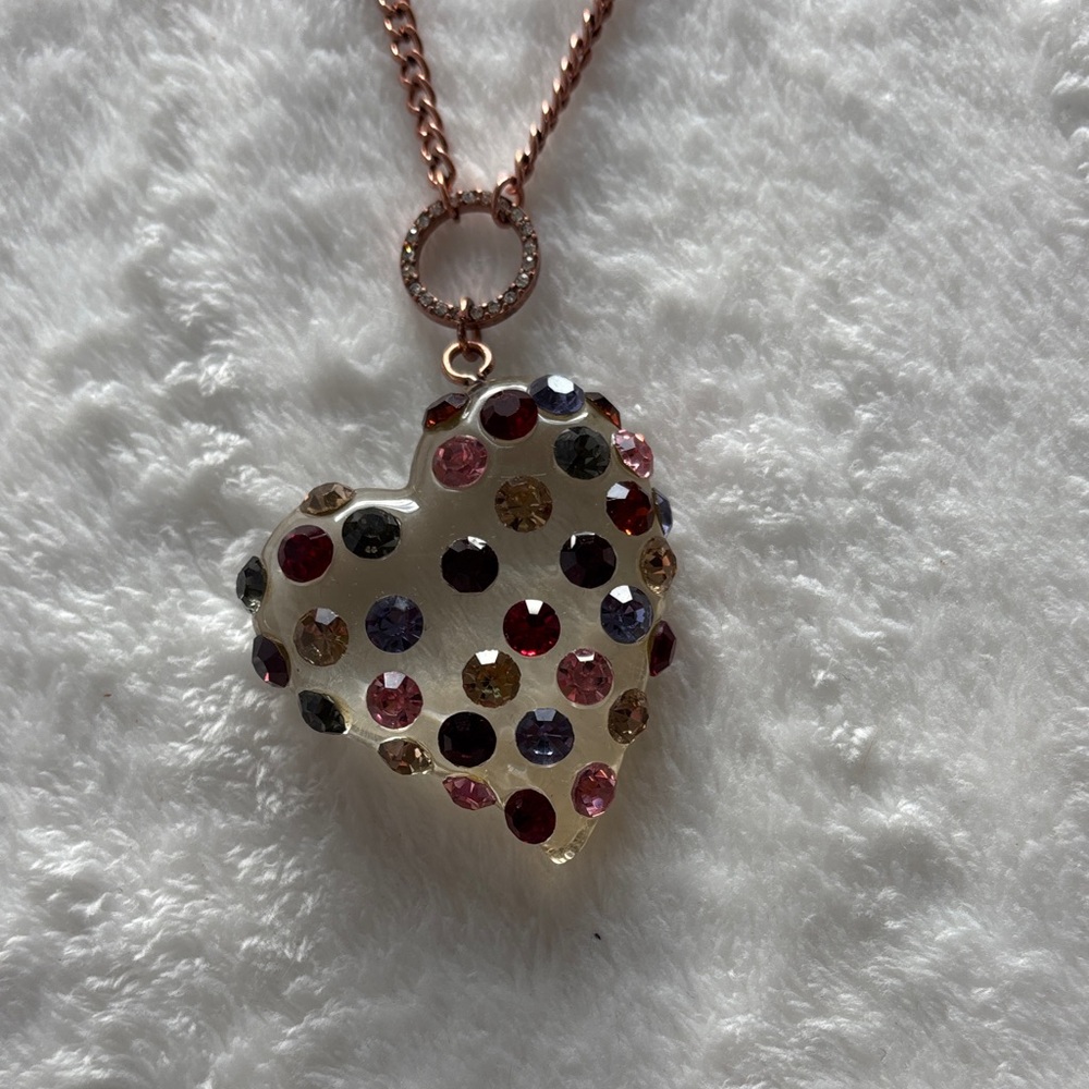 Betsey Johnson Lucite Throwback to Vintage Puffy Heart Necklace
